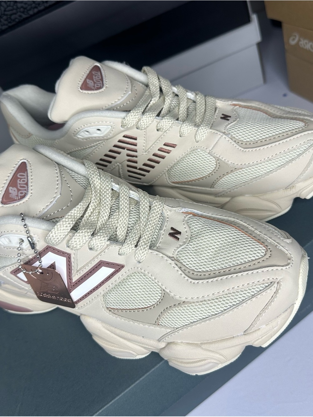 New Balance Women's Cream and Blush 9060-Inspired Chunky Sneaker